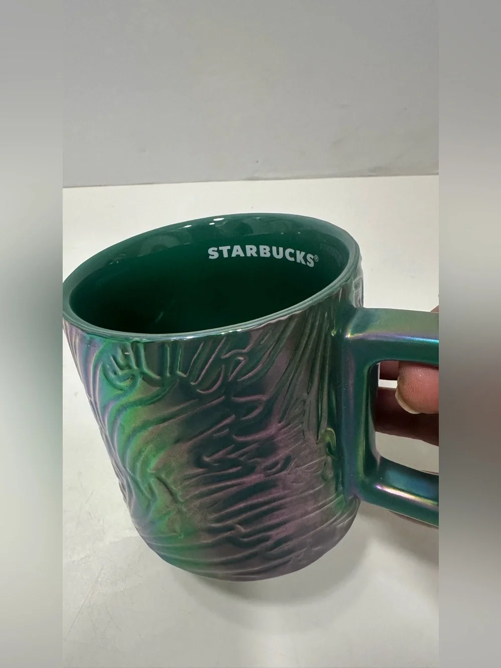 Starbucks Spring Green Siren Mermaid Tail Iridescent  Coffee Mug 14oz 3D cup
